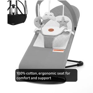 Baby Bouncer, 0-18 Months Portable-Light Grey